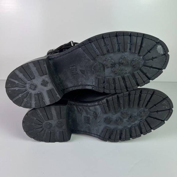 Frye Women's Samantha Stud Belted Hiker Combat Ankle Boots Black Size 7 - Picture 6 of 10